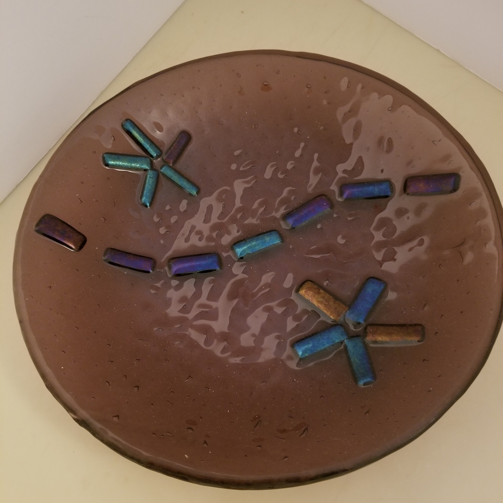 Unk Purple. Fused Ceramic Plate with Multicolor Accents